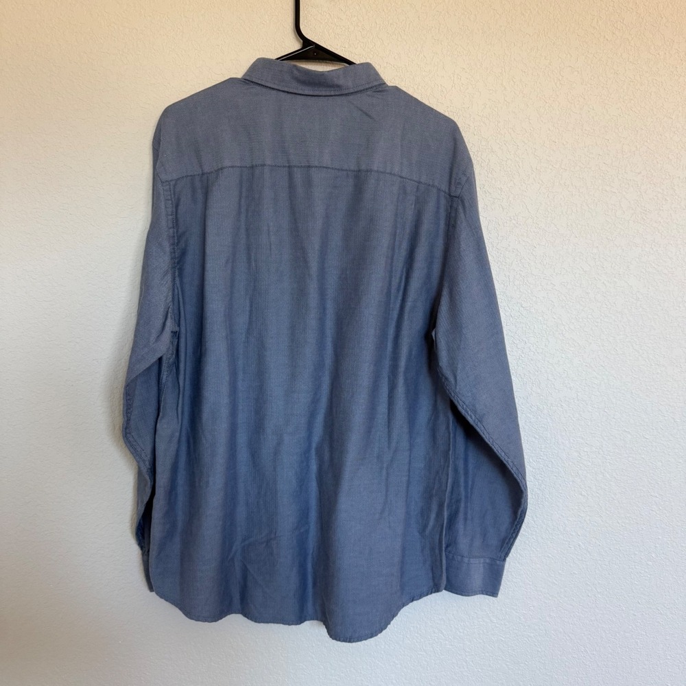 Ted Baker Mens XL Blue Herringbone Long Sleeve Button Down Shirt Formal Business - Picture 2 of 6